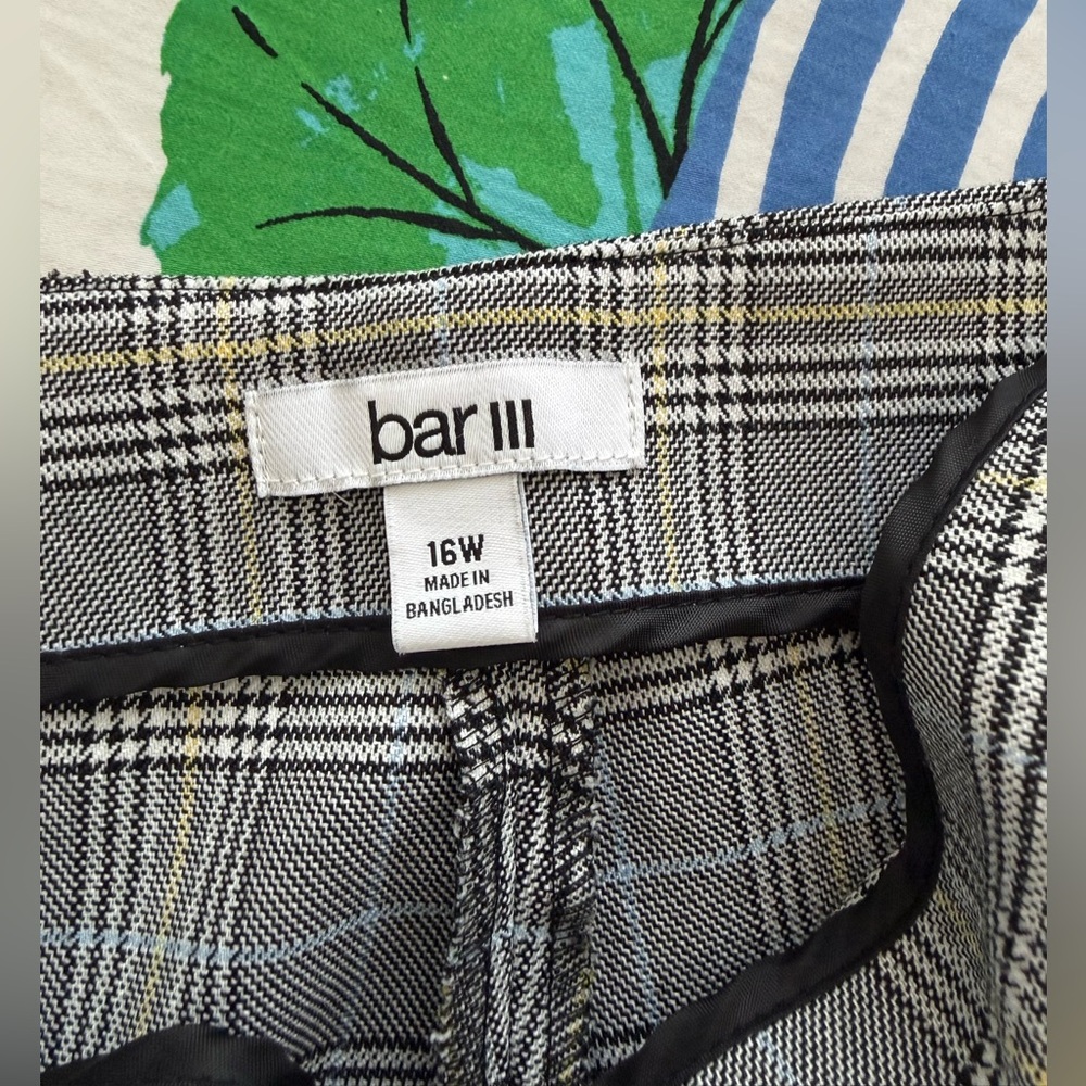 Bar III Plaid Pants with Yellow Accents